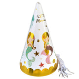 Mermaid theme glossy party caps pack of 10 with colorful ocean inspired artwork from Funzoop The Party Shop