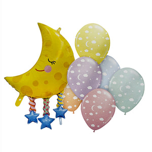 Golden Moon 7 Pcs Foil/Latex Balloons Set