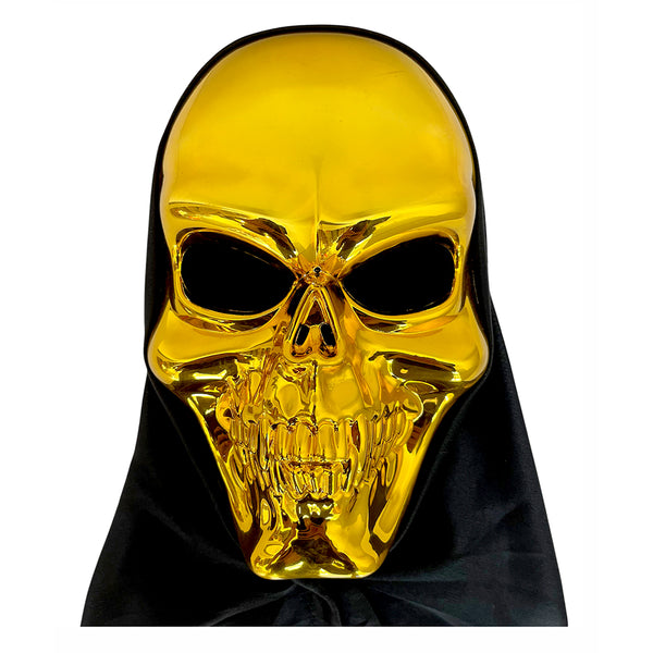 Halloween Plastic Skull Skeleton Full Face Mask, 1 Pc, Golden by Funzoop