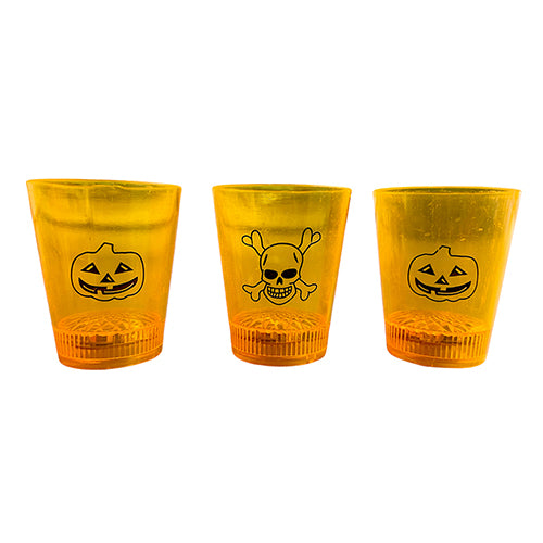 Skull-design shot glass, presenting the themed drinkware shape for a Halloween, pirate or horror-inspired party display and serving table.