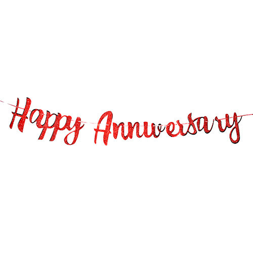 Glitter happy anniversary hanging banner decoration for anniversary celebration from Funzoop The Party Shop