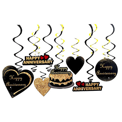 Happy Anniversary hanging swirls decoration set for romantic celebrations