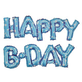Blue Happy Bday foil banner for birthday celebration backdrop decoration from Funzoop The Party Shop