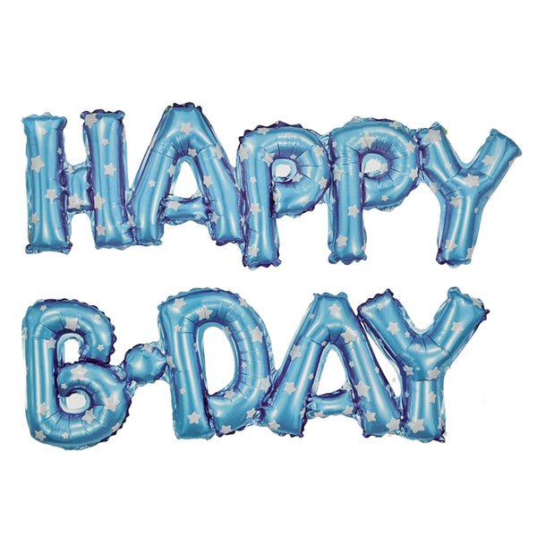 Blue Happy Bday foil banner for birthday celebration backdrop decoration from Funzoop The Party Shop