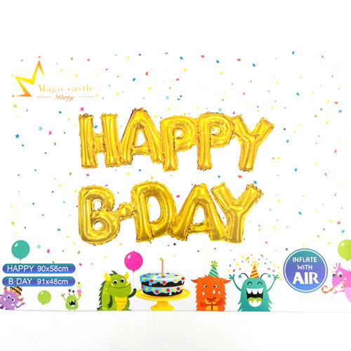 HAPPY BDAY Foil Banner - Golden 14"