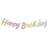Neon style happy birthday cursive banner hanging party decoration for wall backdrop and celebration décor from Funzoop The Party Shop