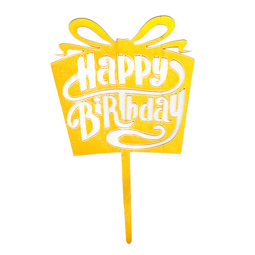 Happy Birthday Gift Box Plastic Cake Topper, Assorted, 1 Pc