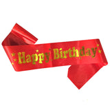 Happy Birthday satin sash in assorted colors for birthday celebrations from Funzoop The Party Shop