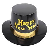 Black and gold Happy New Year celebration cap for New Year's Eve parties from Funzoop The Party Shop