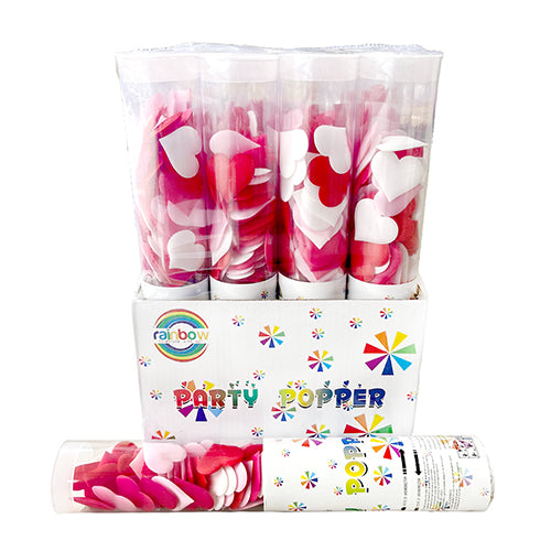 Party popper with heart-shaped confetti