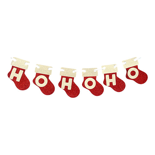 Ho Ho Christmas stocking banner hanging decoration for festive holiday celebrations from Funzoop The Party Shop