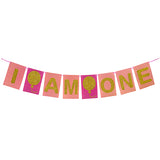 I Am One birthday banner decoration for baby girl's first birthday party from Funzoop The Party Shop