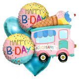 Ice cream truck 5 in 1 happy birthday foil balloon decoration set from Funzoop The Party Shop
Ice cream theme birthday foil balloon arrangement for kids party from Funzoop The Party Shop
Colorful ice cream truck foil balloon decoration for birthday celebration from Funzoop The Party Shop
Kids birthday ice cream themed foil balloon bouquet decoration from Funzoop The Party Shop
