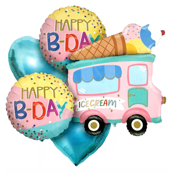 Ice cream truck 5 in 1 happy birthday foil balloon decoration set from Funzoop The Party Shop
Ice cream theme birthday foil balloon arrangement for kids party from Funzoop The Party Shop
Colorful ice cream truck foil balloon decoration for birthday celebration from Funzoop The Party Shop
Kids birthday ice cream themed foil balloon bouquet decoration from Funzoop The Party Shop
