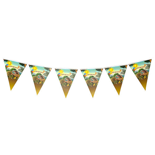 Jungle safari birthday wall banner hanging decoration featuring animal-themed artwork for kids party backdrop
