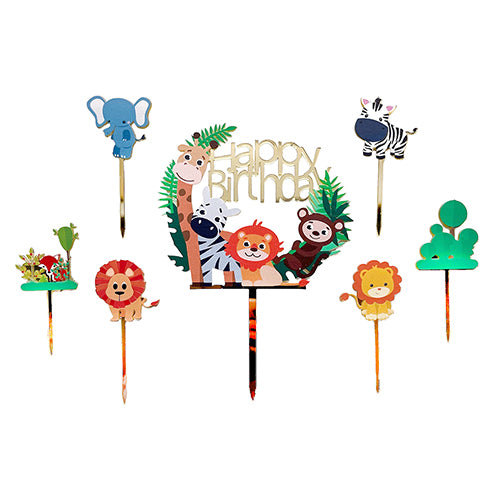 Jungle Birthday Paper Cake Topper Set
