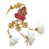 Ganesha Diwali wall hanging with gold kalash motifs, white flower tassels and decorative beads for a festive puja backdrop.
