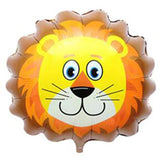 Large lion face foil balloon with colorful jungle animal design from Funzoop The Party Shop