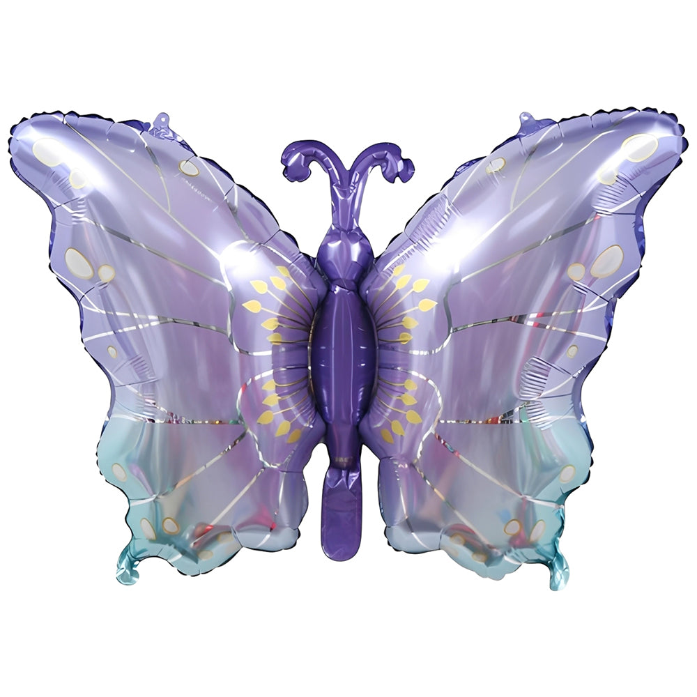 Lavender butterfly shaped foil balloon with pale wing accents