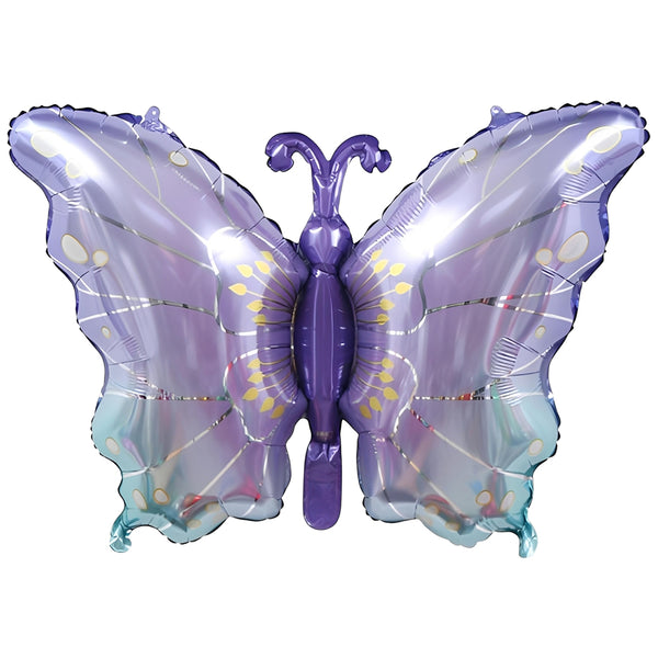 Lavender butterfly shaped foil balloon with pale wing accents