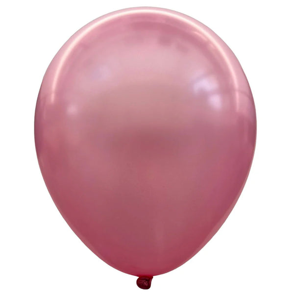 Close-up view of metallic pearl light pink latex balloons, showing the listed colour and finish for twelve-inch party backdrop groups and celebration decorations.