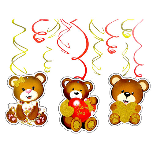Colorful Little Bear hanging swirl ceiling decorations for birthday celebration