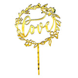 Gold love cake decoration topper for romantic celebration cakes from Funzoop The Party Shop