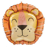 Lovely lion face shaped foil balloon with cute jungle animal design from Funzoop The Party Shop