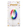 Mermaid Scale Wax Number Cake Candle, Rainbow, digit 0