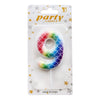 Mermaid Scale Wax Number Cake Candle, Rainbow, digit 9