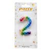 Mermaid Scale Wax Number Cake Candle, Rainbow, digit 2
