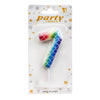 Mermaid Scale Wax Number Cake Candle, Rainbow, digit 7