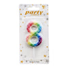 Mermaid Scale Wax Number Cake Candle, Rainbow, digit 8