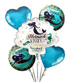 Mermaid shell 5 in 1 foil balloons set with large shell shaped balloon and coordinating mermaid theme balloons from Funzoop The Party Shop