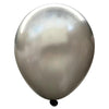 Product view of metallic pearl silver latex balloons, showing the listed colour and finish for twelve-inch party backdrop groups and celebration decorations.