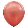 Product view of metallic pearl rose gold latex balloons, showing the listed colour and finish for twelve-inch party backdrop groups and celebration decorations.