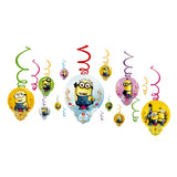 Minions theme hanging swirl decorations with character cutouts for birthday party décor from Funzoop The Party Shop