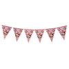 Minnie Mouse theme happy birthday wall banner decoration with pink red black birthday graphics and cartoon mouse character design from Funzoop The Party Shop