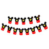 Minnie Mouse theme happy birthday wall banner with pink red black birthday graphics and cartoon character design from Funzoop The Party Shop