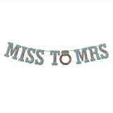 Miss To Mrs party backdrop banner for engagement and bridal shower events from Funzoop The Party Shop