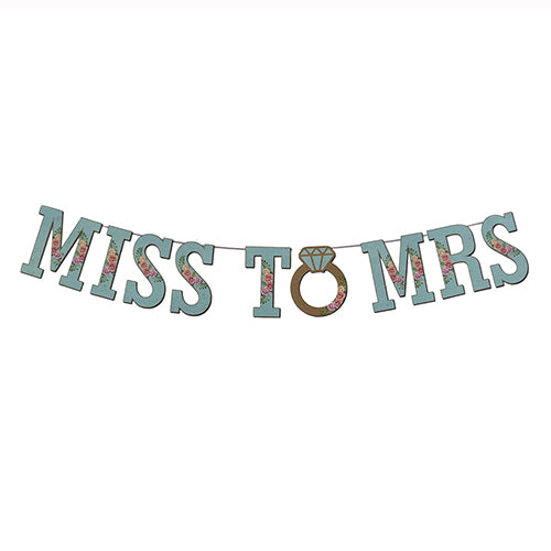 Miss To Mrs party backdrop banner for engagement and bridal shower events from Funzoop The Party Shop