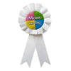 Mom To Be rosette badge with decorative ribbon tails for baby shower celebration from Funzoop The Party Shop