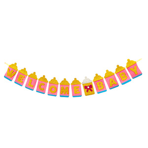 Welcome BABY Bottle Wall Banner - Pink