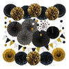 Multicolor paper fans party decoration kit with hanging party décor elements sold by Funzoop - The Party Shop