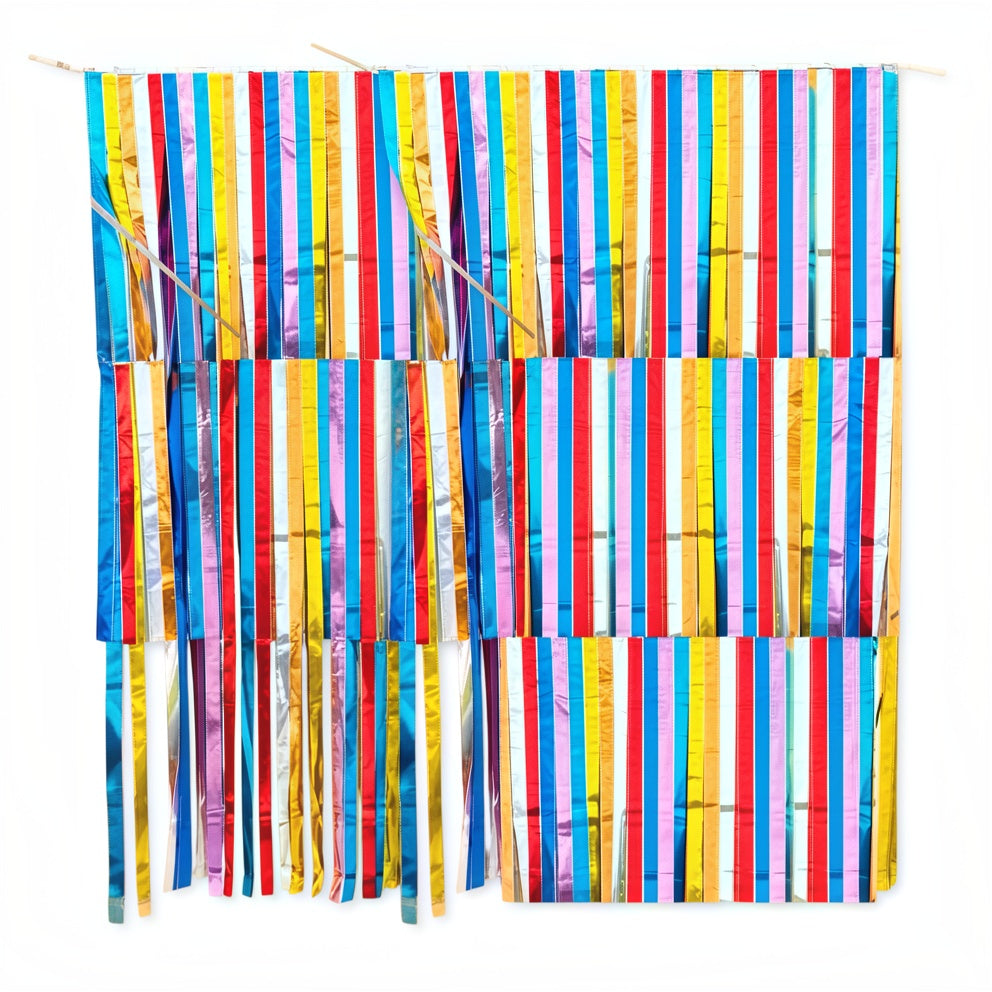 Multicolour foil streamer curtain for birthday party backdrop