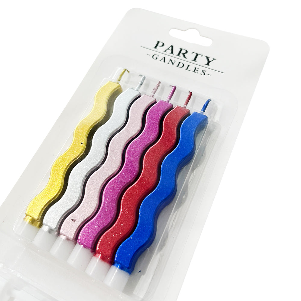 Multicolour wavy birthday candles alternate product view