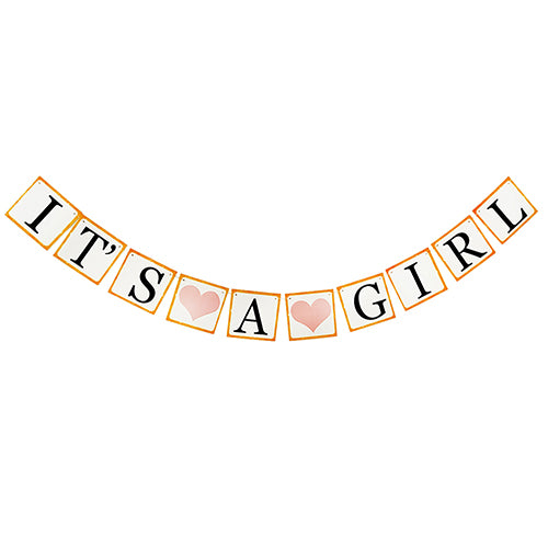 It's A Girl Black/Golden Paper Banner-funzoop-thepartyshop