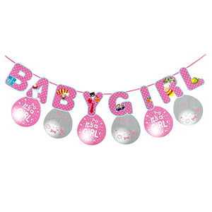Baby Girl Banner & Printed Balloons Wall Decor Set