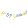 Pastel Happy Birthday cursive paper banner