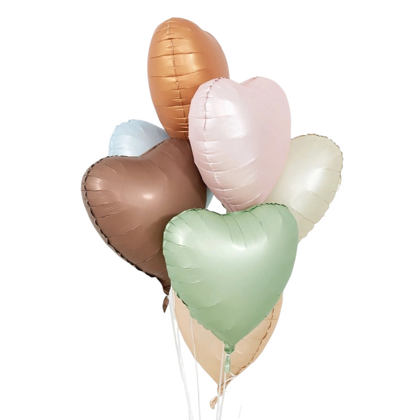 Assorted pastel heart shaped foil balloons